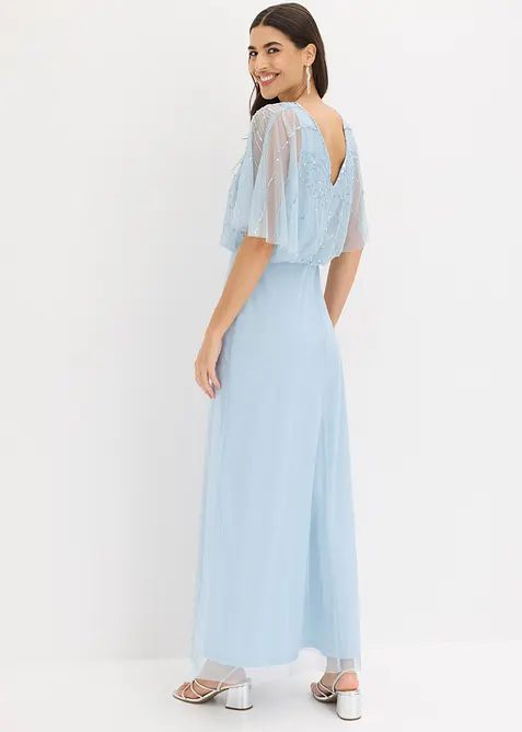 Robe longue en tulle fin avec sequins brod&eacute;s, bonprix