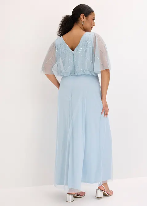 Robe longue en tulle fin avec sequins brod&eacute;s, bonprix