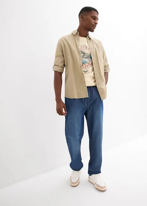 Lot de 2 jeans classiques d&rsquo;&eacute;t&eacute; &agrave; taille &eacute;lastiqu&eacute;e, bonprix