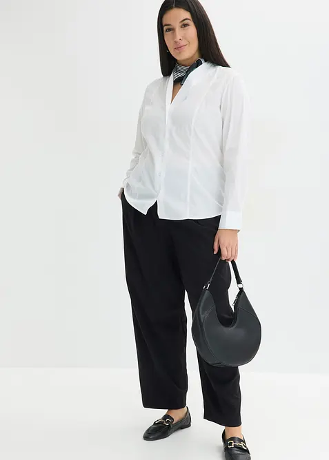 Chemisier &agrave; col cygne en popeline extensible l&eacute;g&egrave;rement transparente, bonprix