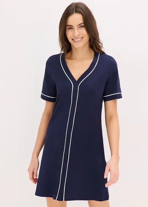 Chemise de nuit courte et boutonn&eacute;e 100% coton, bonprix