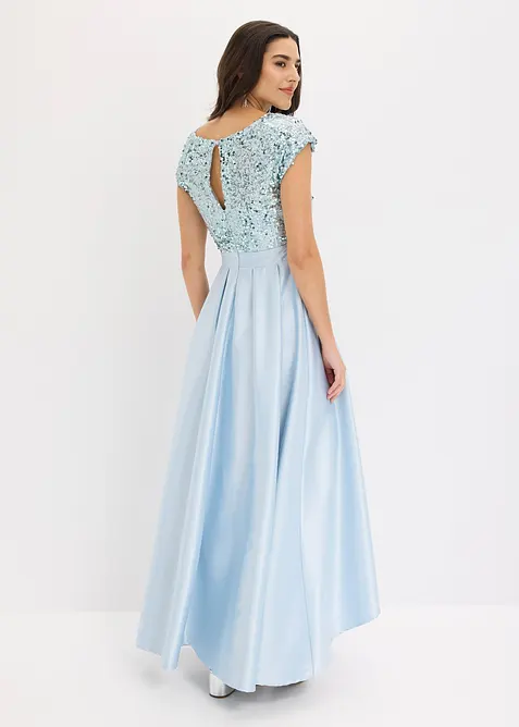 Robe de soir&eacute;e en satin brillant et sequins, bonprix