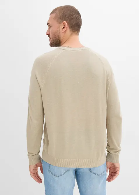 Pull l&eacute;ger en fine maille de lin m&eacute;lang&eacute;, bonprix