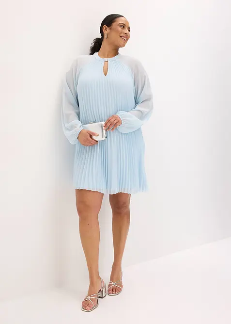 Robe courte pliss&eacute;e en mousseline, bonprix