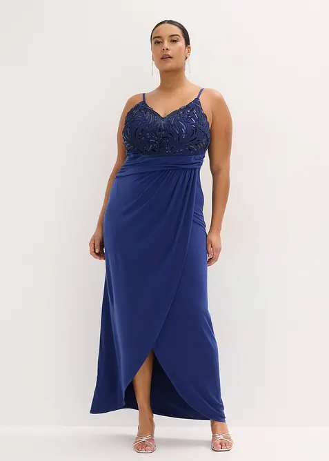 Robe de soir&eacute;e avec dentelle et sequins brod&eacute;s, bonprix