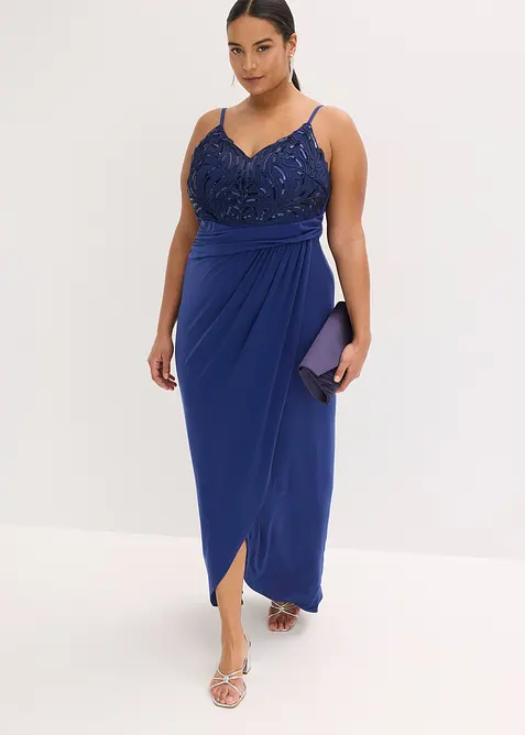 Robe de soir&eacute;e avec dentelle et sequins brod&eacute;s, bonprix