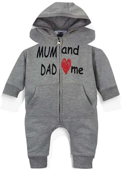 Combinaison sweat enti&egrave;rement zipp&eacute;e &agrave; capuche, bonprix