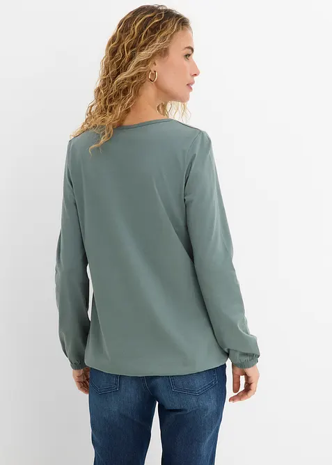 T-shirt manches longues 100% coton, finitions &eacute;lastiqu&eacute;es, bonprix