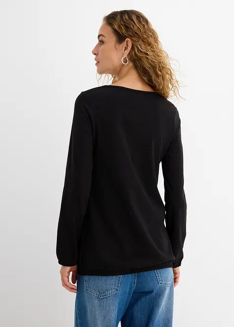 T-shirt manches longues 100% coton, finitions &eacute;lastiqu&eacute;es, bonprix