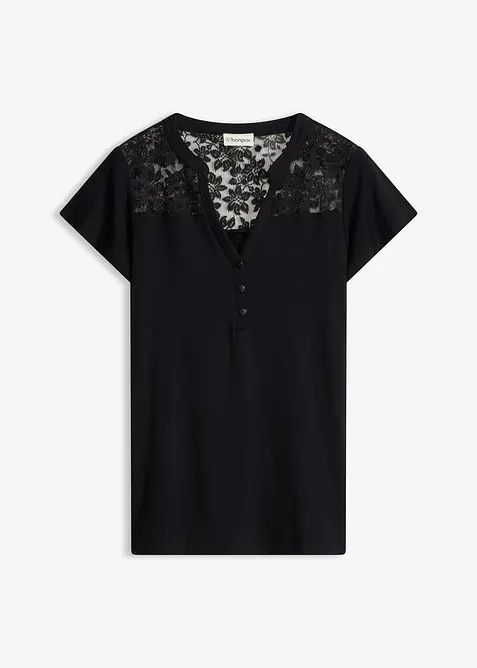 T-shirt col tunisien en viscose majoritaire, bonprix