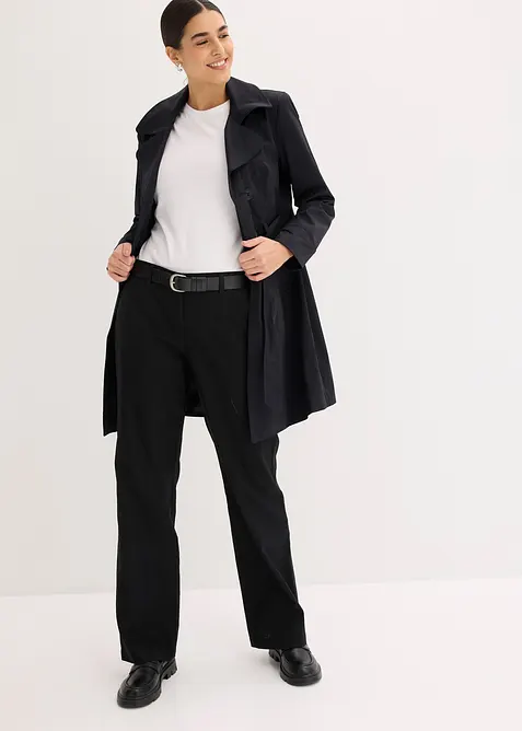 Pantalon tiss&eacute; en lin et coton, bonprix