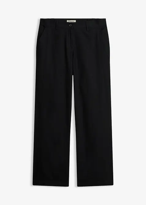 Pantalon tiss&eacute; en lin et coton, bonprix