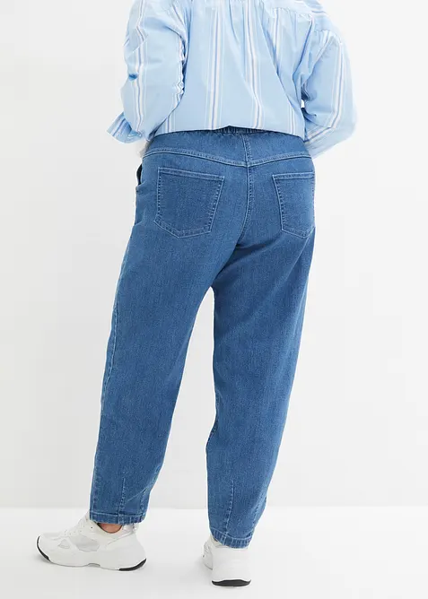 Jean mom, taille haute &eacute;lastiqu&eacute;e, bonprix