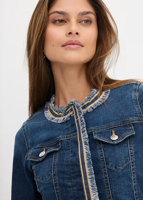 Veste en jean &agrave; franges, bonprix