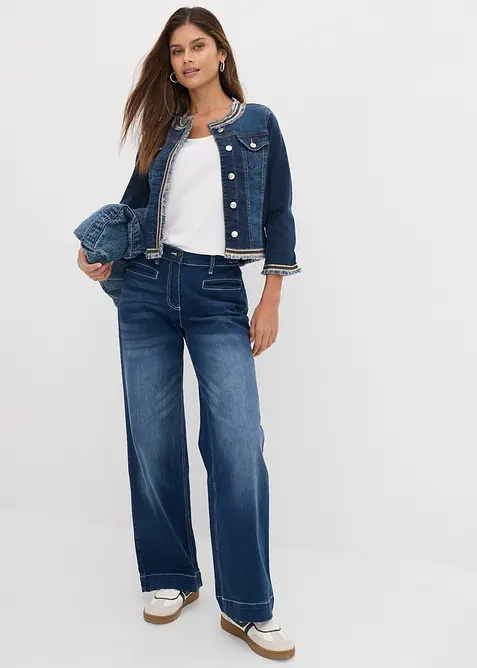 Veste en jean &agrave; franges, bonprix