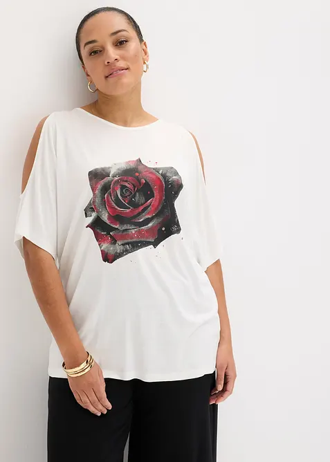 T-shirt &agrave; &eacute;paules d&eacute;nud&eacute;es en viscose, bonprix