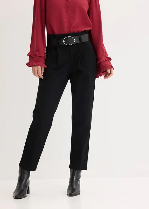 Pantalon &agrave; pinces en coton extensible, bonprix