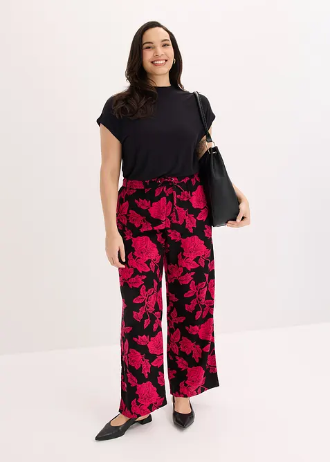 Pantalon palazzo imprim&eacute; en viscose, bonprix
