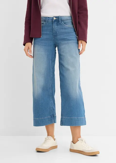 Jupe-culotte 7/8 en jean extensible ultra-doux, bonprix