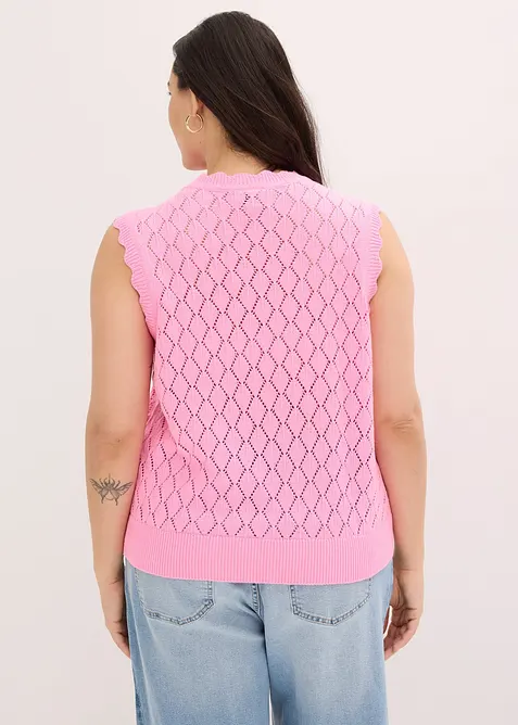 Pull sans manches en maille ajour&eacute;e, bonprix