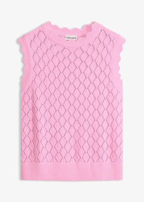 Pull sans manches en maille ajour&eacute;e, bonprix