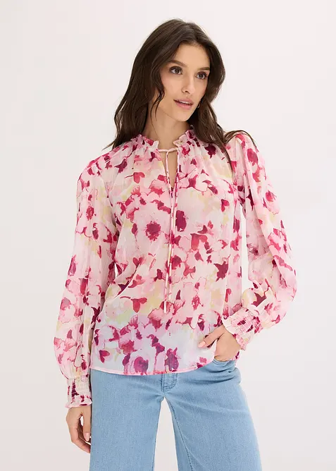 Blouse imprim&eacute;e en mousseline, bonprix