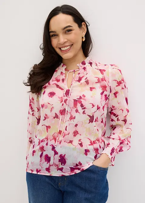 Blouse imprim&eacute;e en mousseline, bonprix