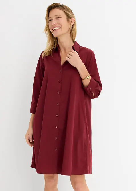 Robe-chemise en popeline solide, bonprix