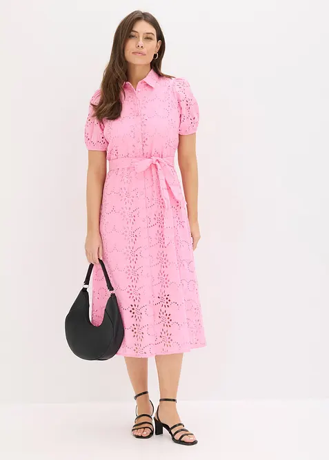 Robe chemise en broderie anglaise, 100% coton, bonprix