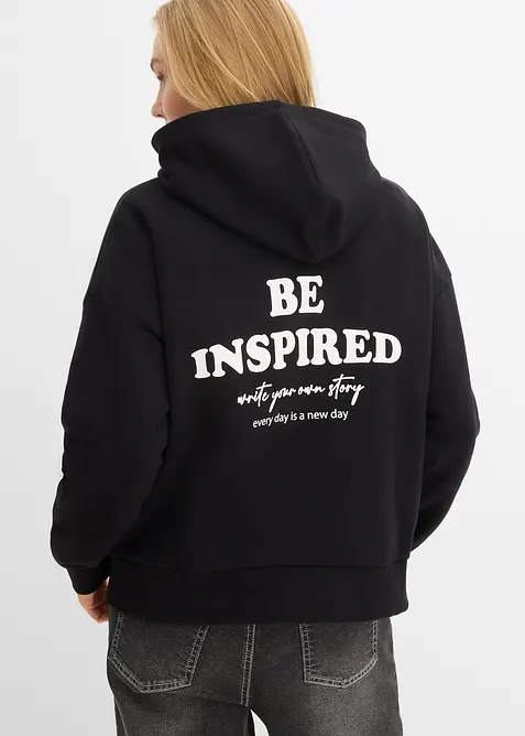 Sweat &agrave; capuche doux en coton m&eacute;lang&eacute;, bonprix