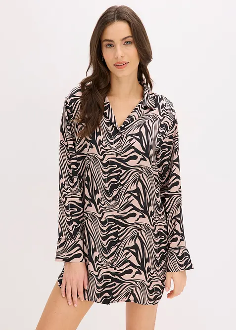 Chemise de nuit tiss&eacute;e en satin, bonprix