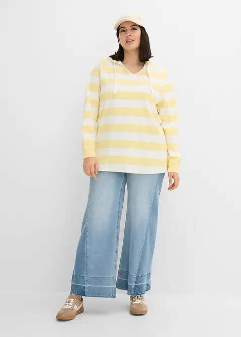 T-shirt manches longues &agrave; capuche 100% coton, bonprix