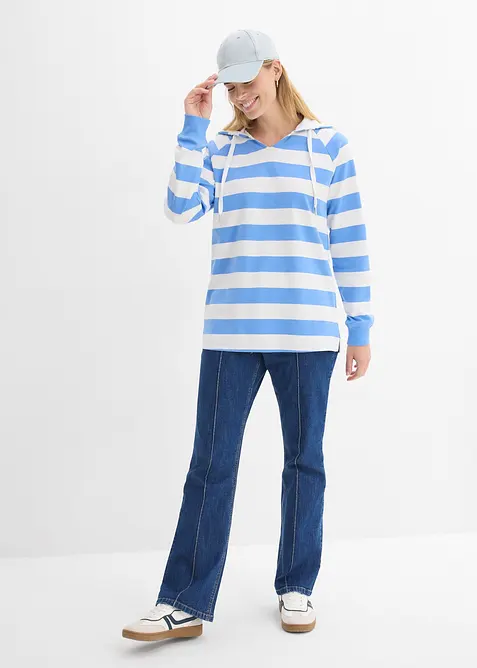 T-shirt manches longues &agrave; capuche 100% coton, bonprix