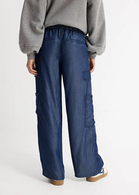 Pantalon large &agrave; taille extensible en lyocell fluide, bonprix