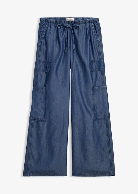 Pantalon large &agrave; taille extensible en lyocell fluide, bonprix