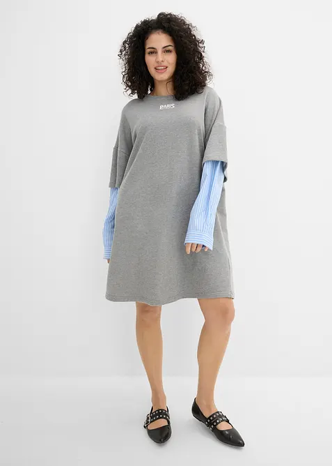 Robe sweat oversize &agrave; manches chemise, bonprix