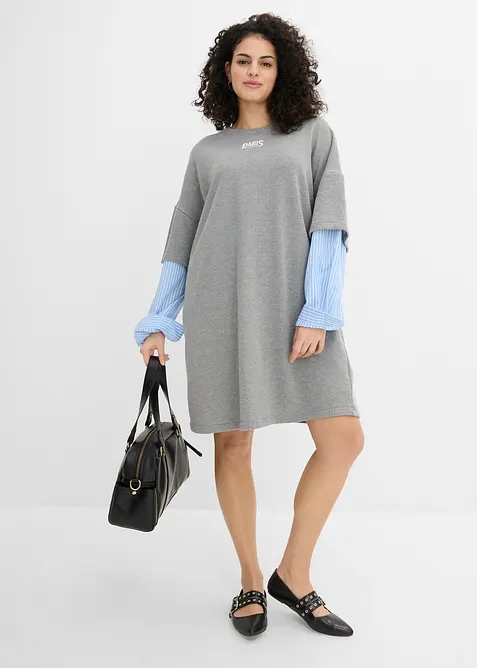 Robe sweat oversize &agrave; manches chemise, bonprix