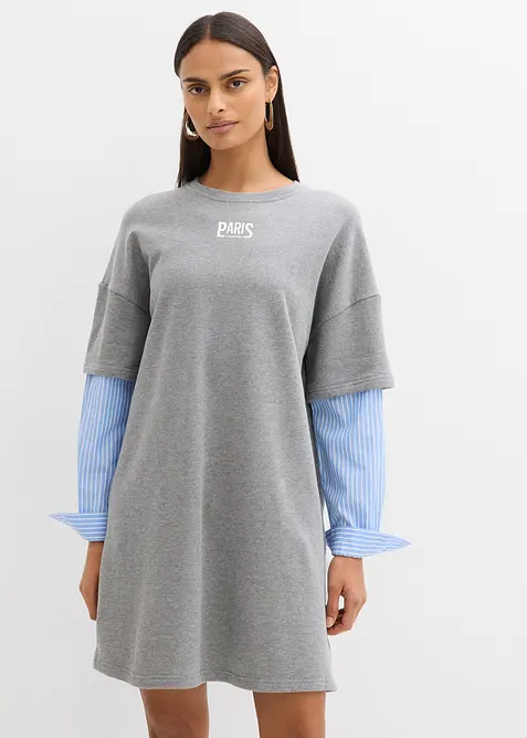 Robe sweat oversize &agrave; manches chemise, bonprix