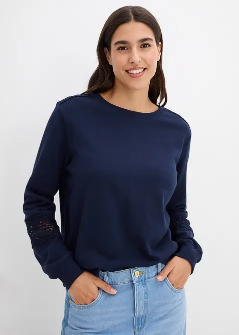 Sweat avec d&eacute;tails crochet, bonprix