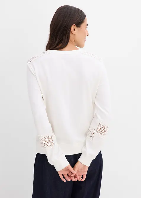 Sweat avec d&eacute;tails crochet, bonprix