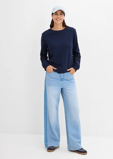 Sweat avec d&eacute;tails crochet, bonprix