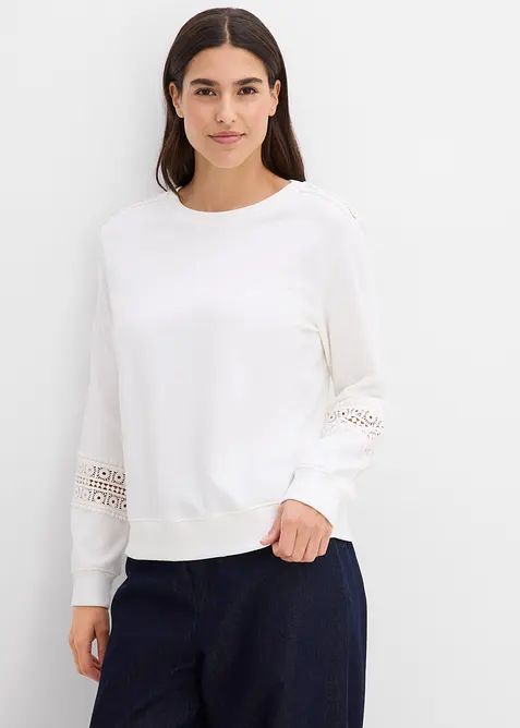 Sweat avec d&eacute;tails crochet, bonprix