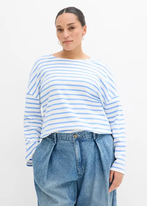 T-shirt manches longues ray&eacute; en coton, bonprix