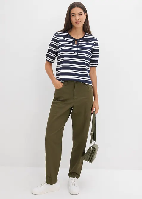 Pantalon barrel &agrave; taille &eacute;lastiqu&eacute;e, bonprix