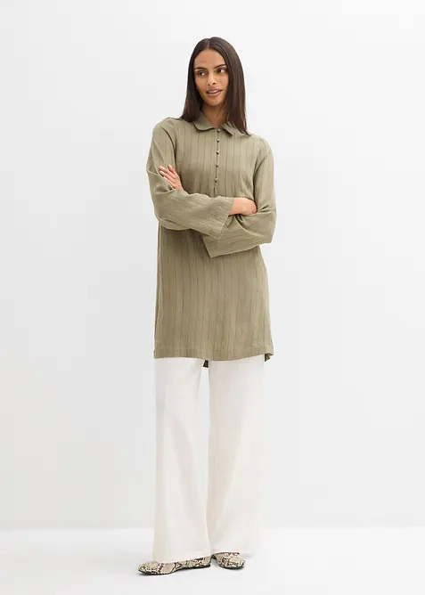 Robe fluide &agrave; col chemise boutonn&eacute;, bonprix