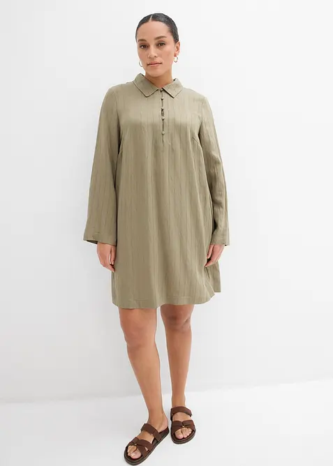 Robe fluide &agrave; col chemise boutonn&eacute;, bonprix