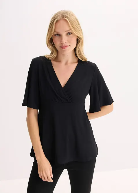 T-shirt en jersey &agrave; d&eacute;collet&eacute; plongeant, bonprix