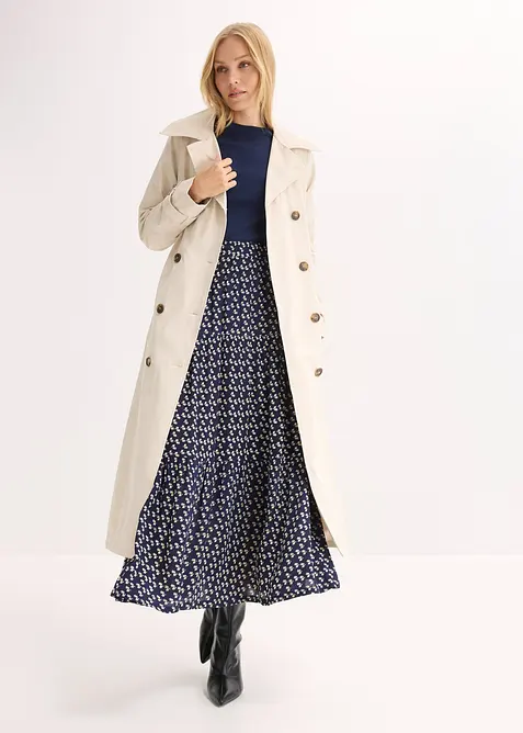 Jupe longue &eacute;tag&eacute;e en viscose textur&eacute;e, bonprix