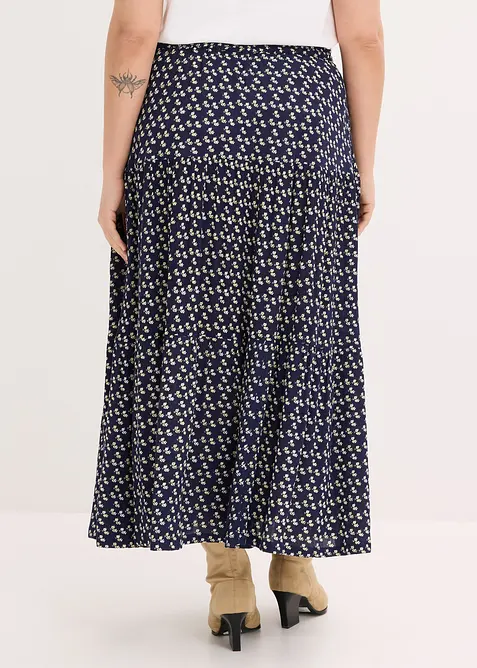 Jupe longue &eacute;tag&eacute;e en viscose textur&eacute;e, bonprix