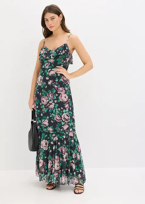 Robe &agrave; bretelles en mesh doux, bonprix